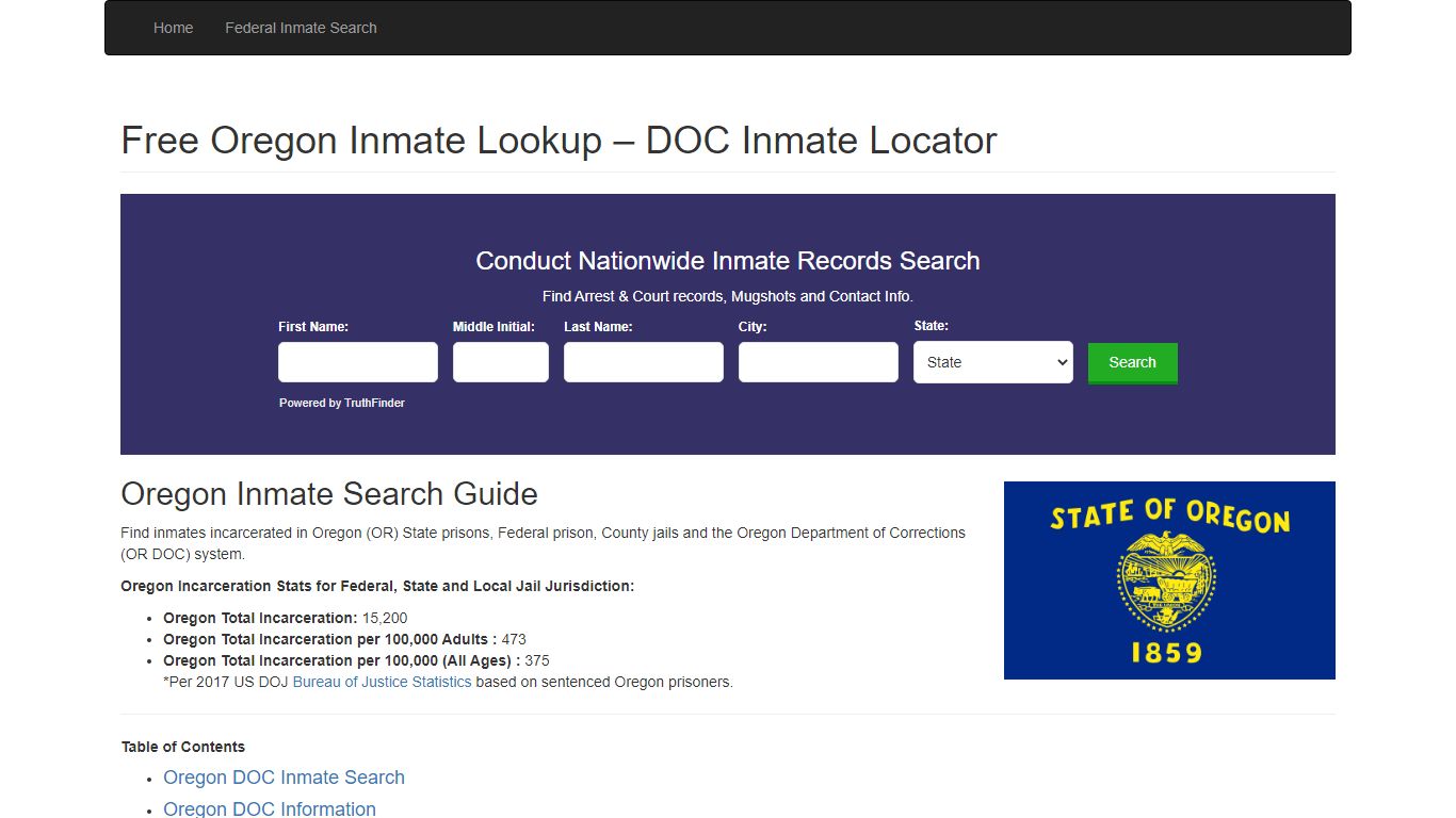 Oregon Inmate Search - OR Department of Corrections Inmate ...